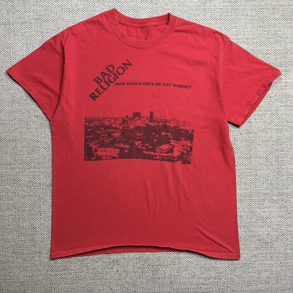 Vintage Bad Religion T-Shirt How Could Hell Be Any Worse Men Large Red Punk Band